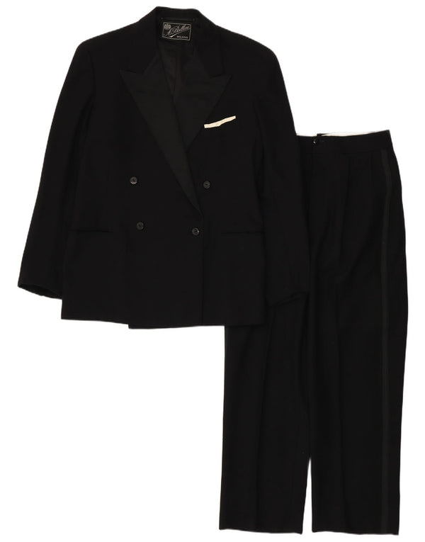 Abito vintage da uomo doppio petto in 2 pezzi piccolo W28 L28 nero