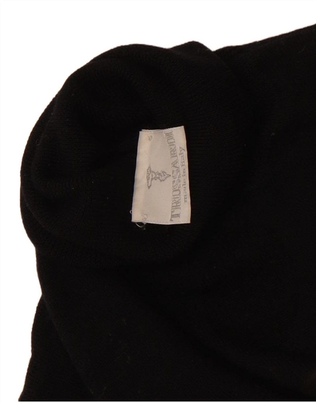 Maglione da donna Trussardi corto con collo alto UK 8 piccolo nero