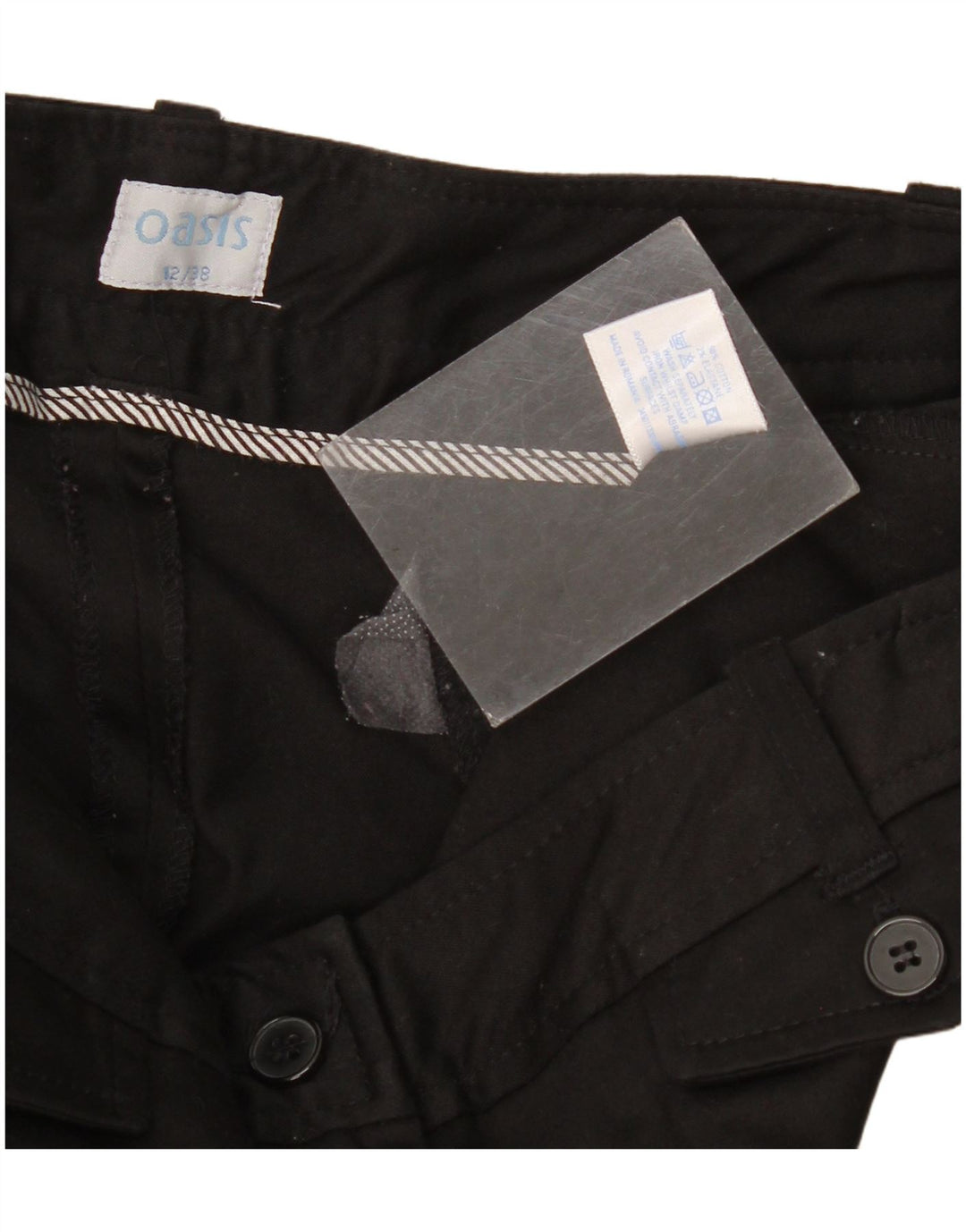 Pantaloncini casual da donna Oasis UK 12 medi W34 cotone nero
