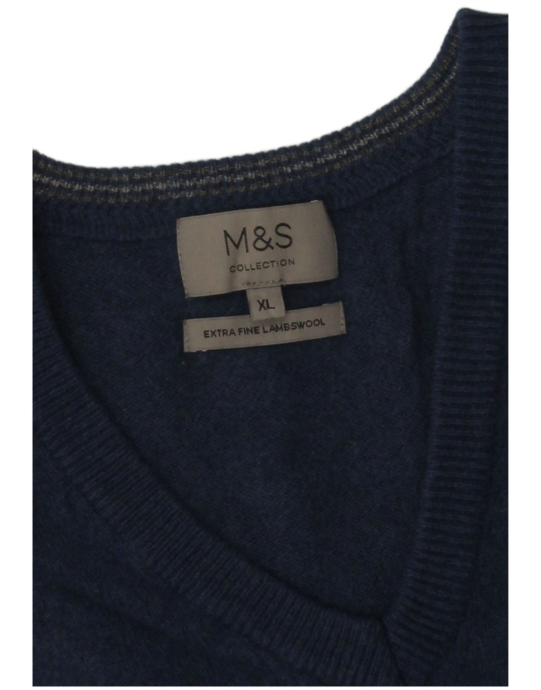 Maglione maglione con scollo a V da uomo Marks & Spencer XL lana blu