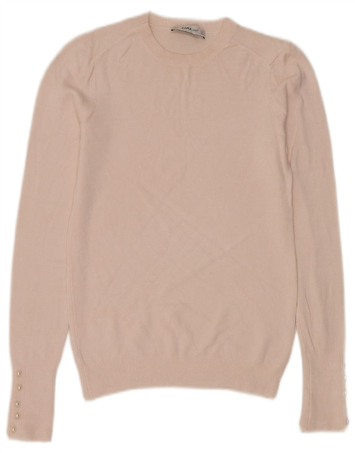 Maglione maglione girocollo da donna Zara UK 8 piccolo rosa