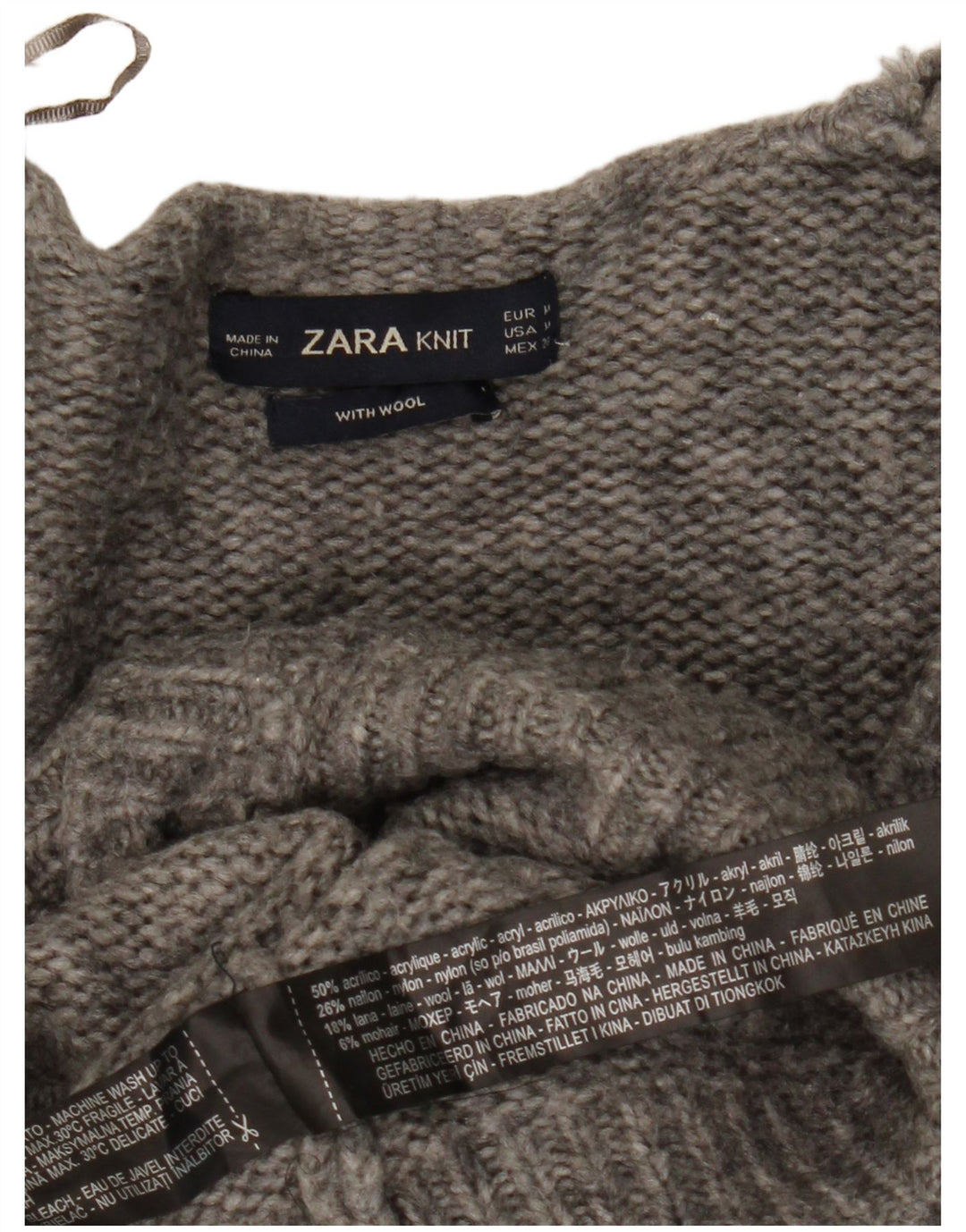Maglione cardigan da donna Zara UK 14 Acrilico screziato grigio medio