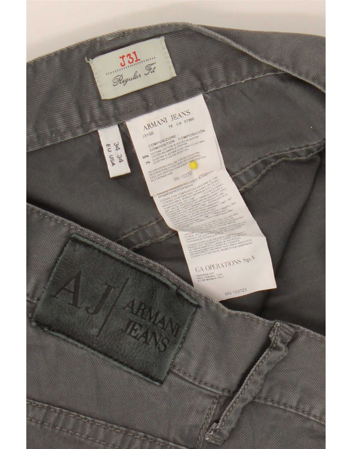 Pantaloni casual da uomo vestibilità regolare Armani W34 L28 cotone grigio