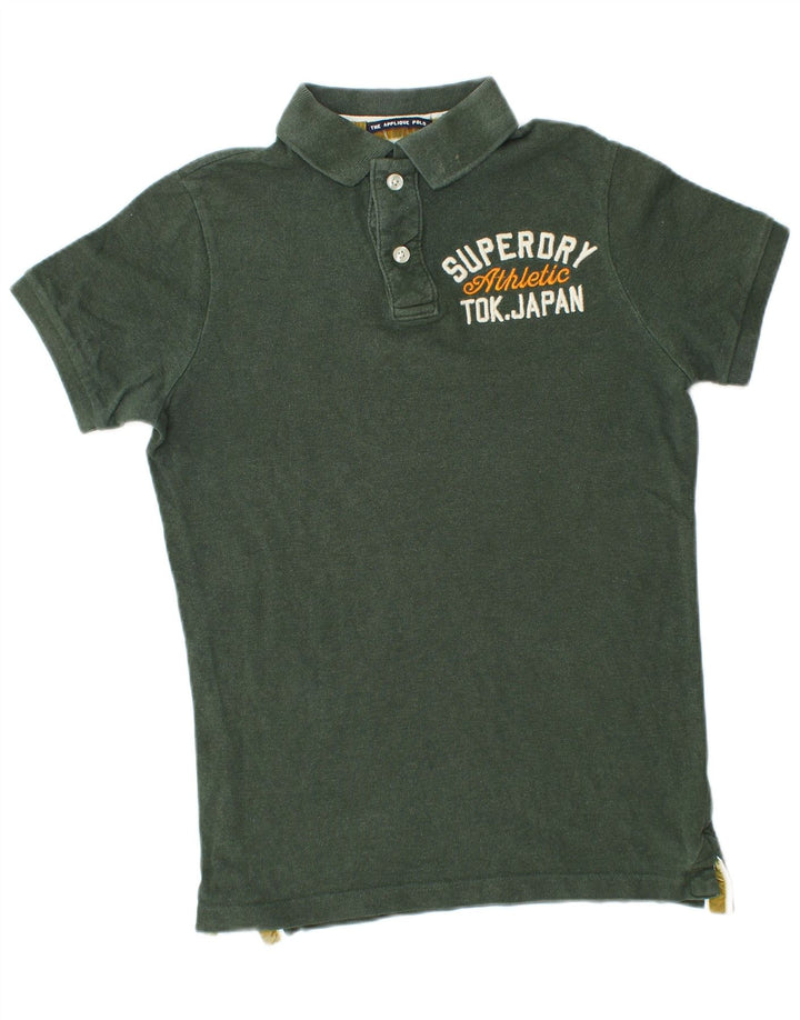 Polo grafica da uomo Superdry in cotone verde medio