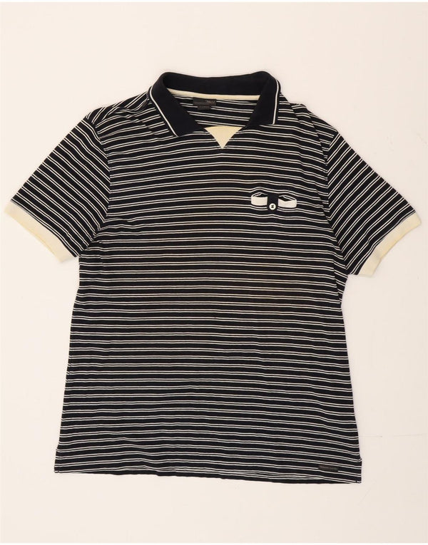 Polo da uomo Marlboro Classics XL in cotone a righe blu navy