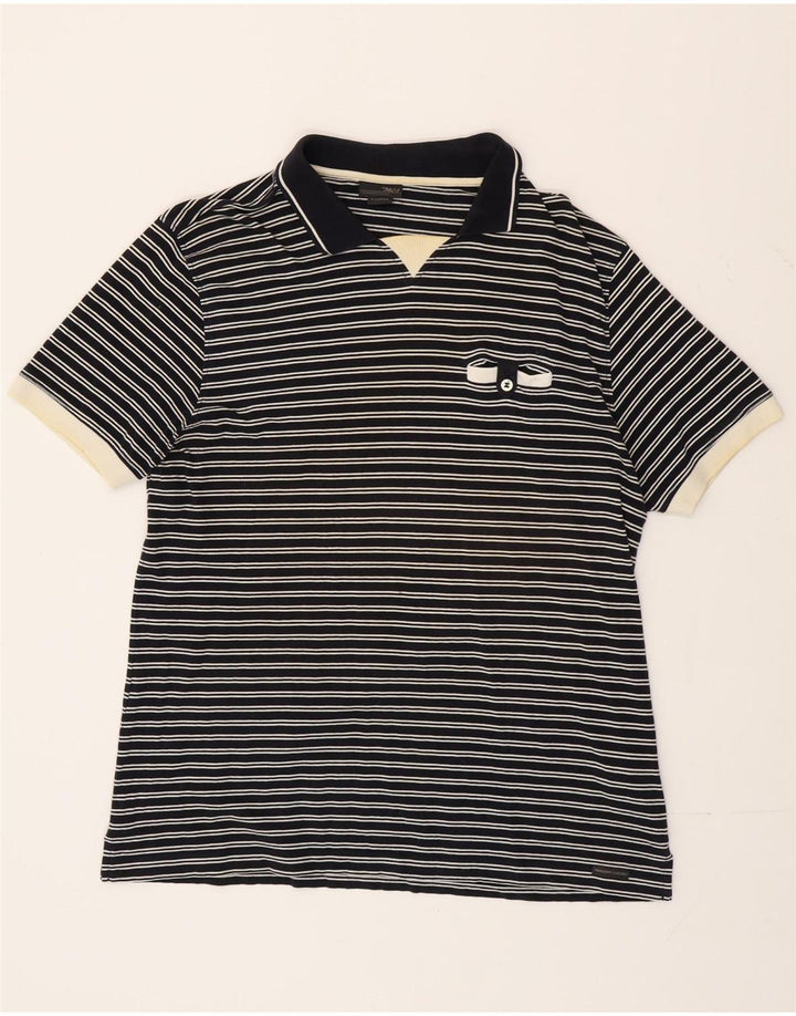 Polo da uomo Marlboro Classics XL in cotone a righe blu navy