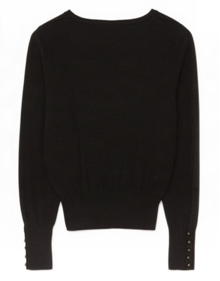 Maglione cardigan da donna Marks & Spencer UK 10 piccolo grigio lana merino