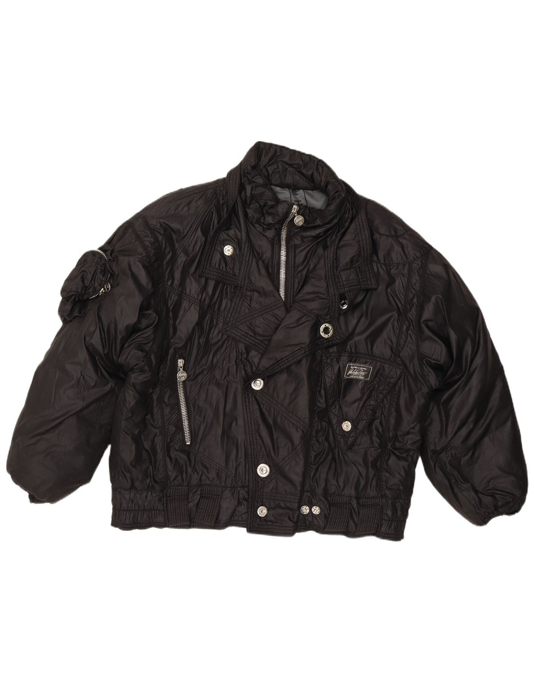 Giubbotto bomber vintage da donna IT 52 XL nero in poliammide