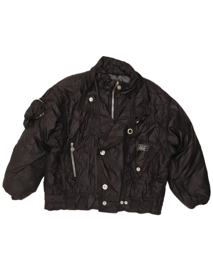 Giubbotto bomber vintage da donna IT 52 XL nero in poliammide