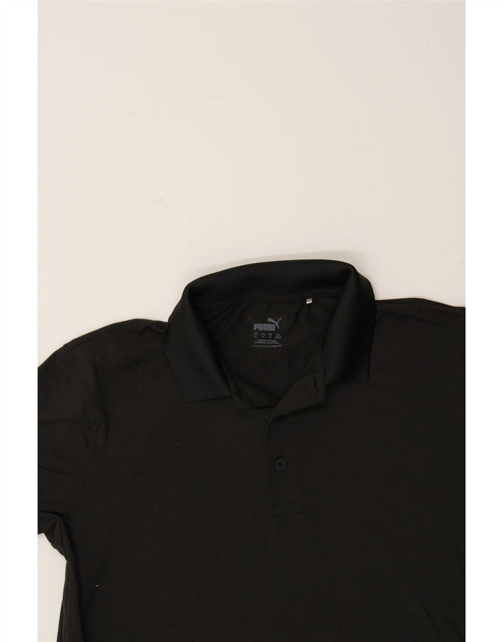 PUMA Mens Polo Shirt Medium Black Polyester Vintage Puma and Second-Hand Puma from Messina Hembry 