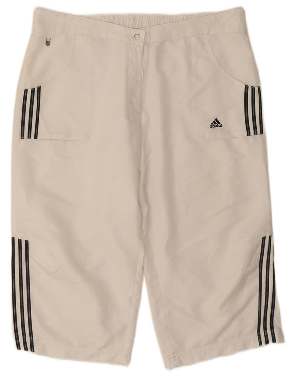 Pantaloncini Bermuda da donna Adidas UK 18 XL W34 poliestere bianco