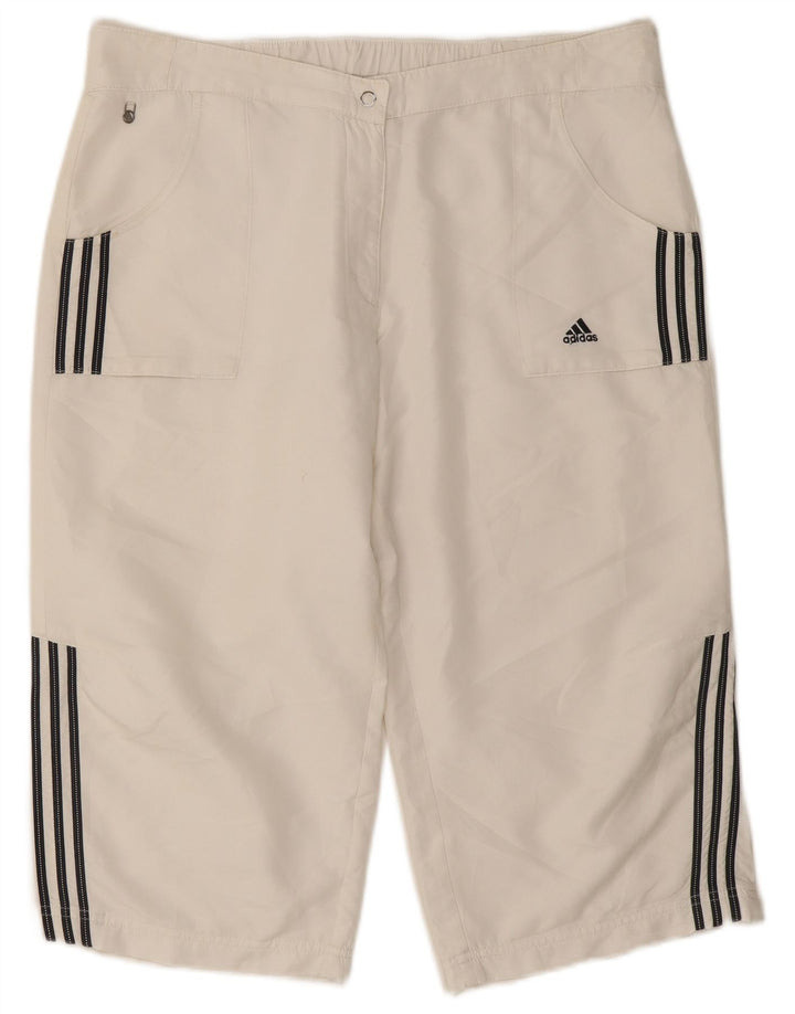 Pantaloncini Bermuda da donna Adidas UK 18 XL W34 poliestere bianco