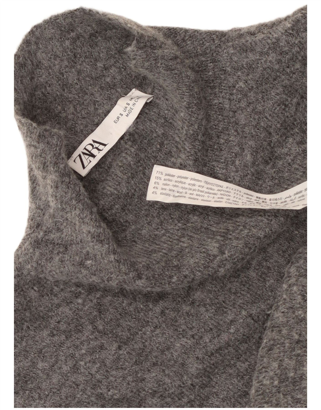 Abito maglione senza maniche da donna Zara UK 8 piccolo poliestere grigio