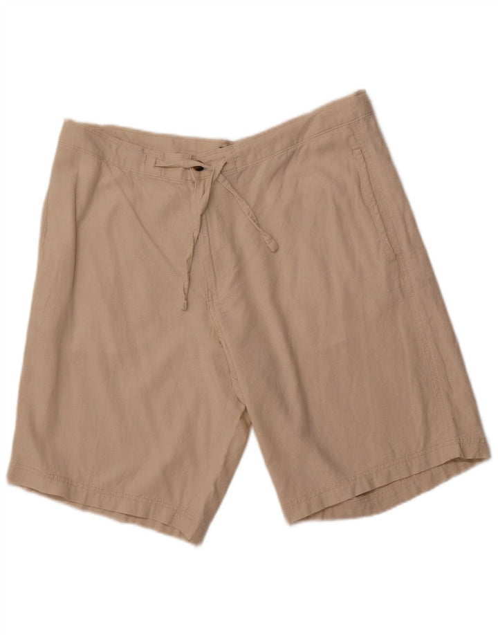 MARKS & SPENCER Pantaloncini chino da uomo W38 XL Lino beige