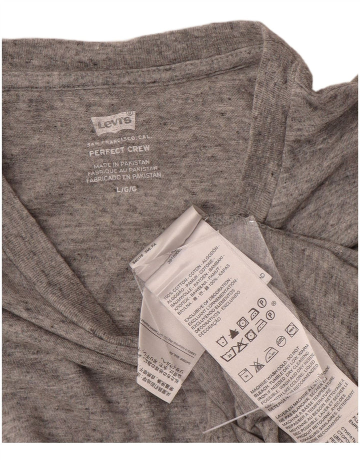 T-shirt da donna LEVI'S UK 16 grande cotone chiazzato grigio