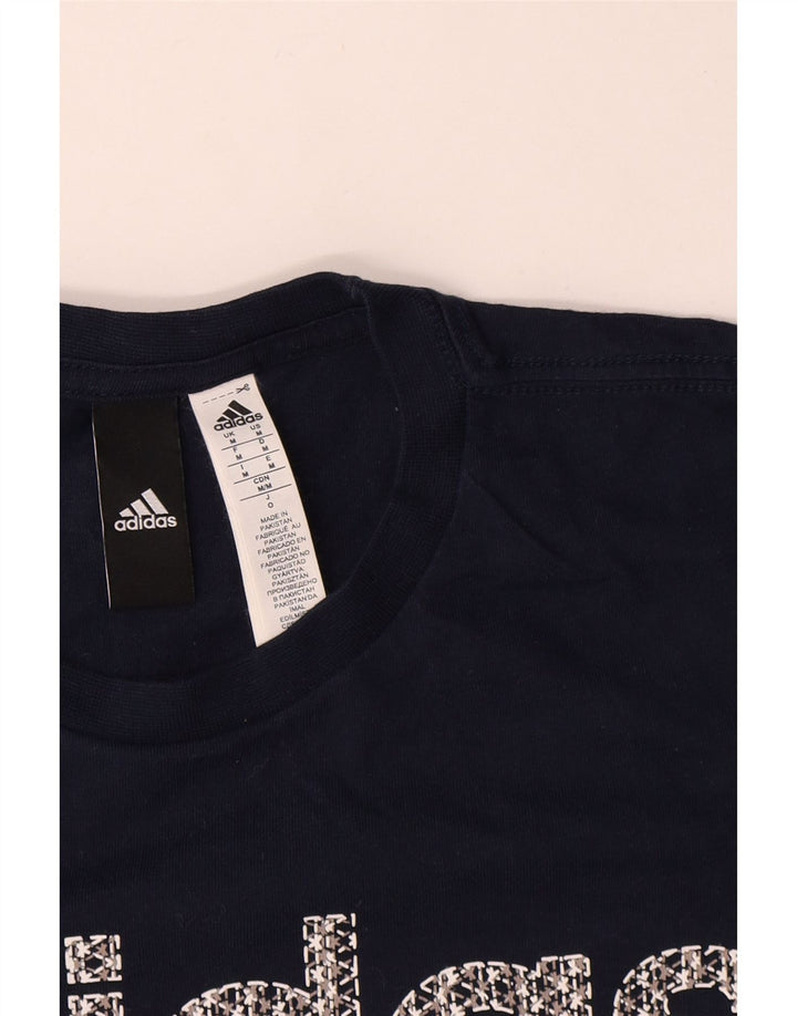 T-shirt grafica da uomo Adidas Top in cotone blu navy medio