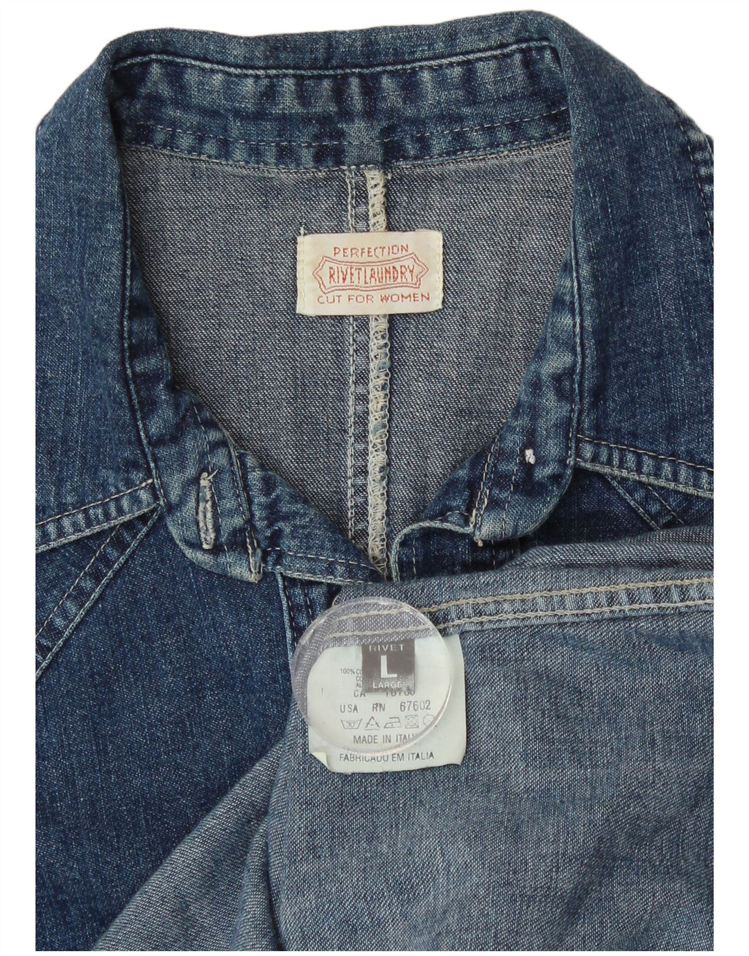 Camicia di jeans vintage da donna UK 16 grande cotone blu