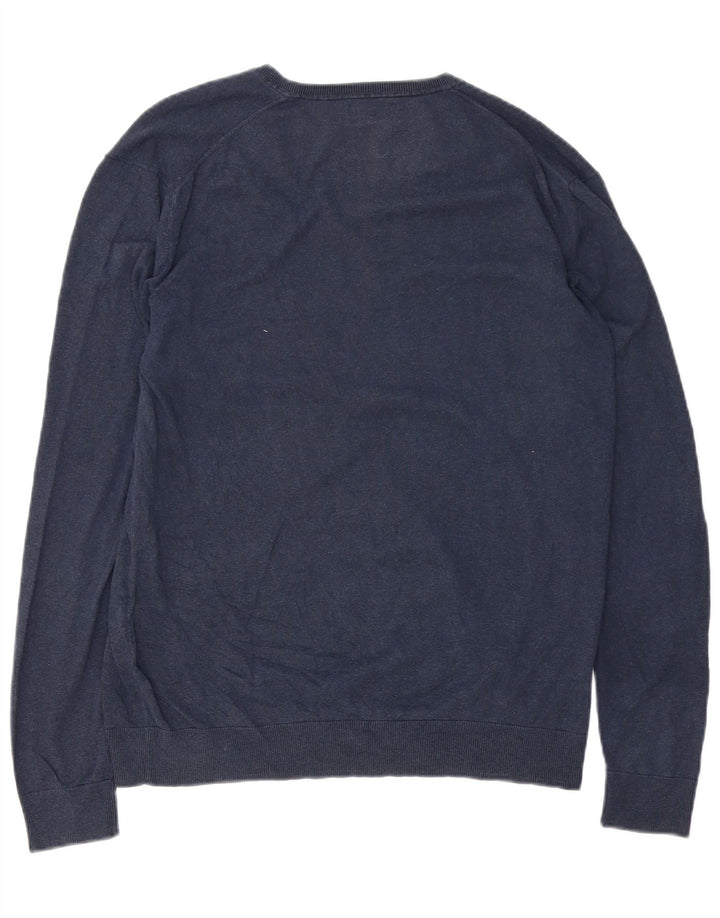 Maglione Zara da uomo con scollo a V XL in cotone blu navy