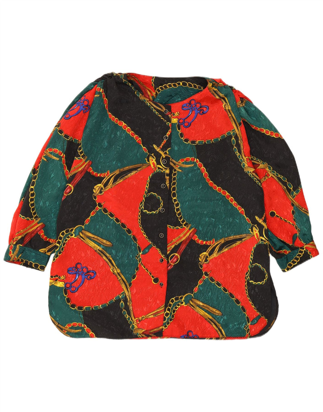 Camicetta camicia da donna con motivo astratto VINTAGE UK 18 XL multicolore