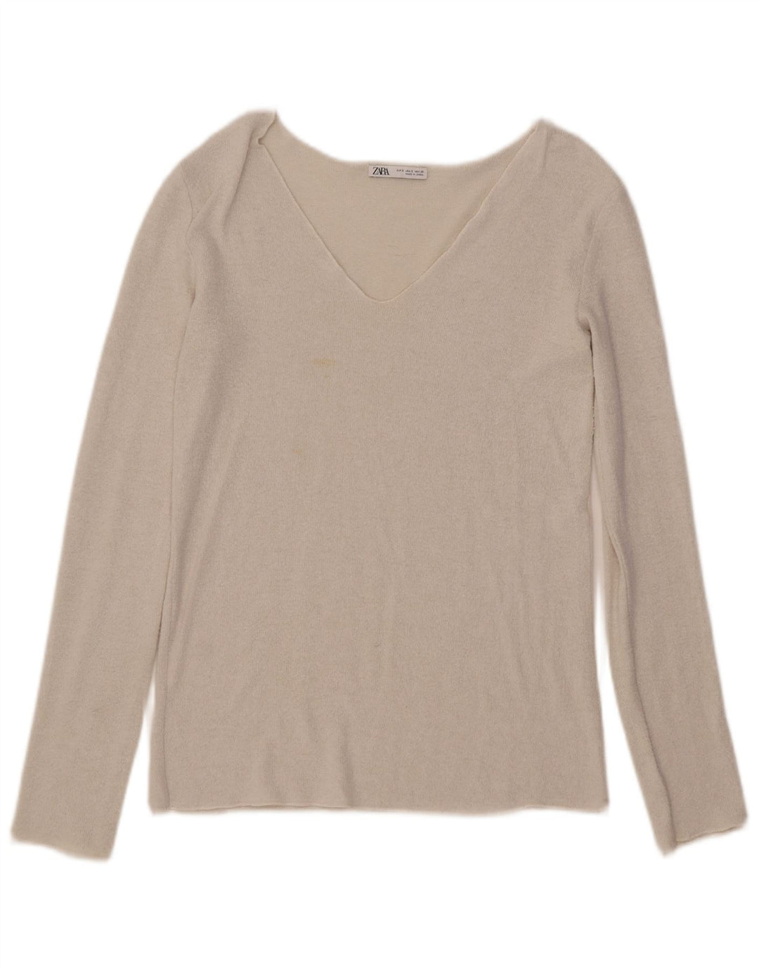 Top Zara da donna a maniche lunghe UK 10 Small bianco