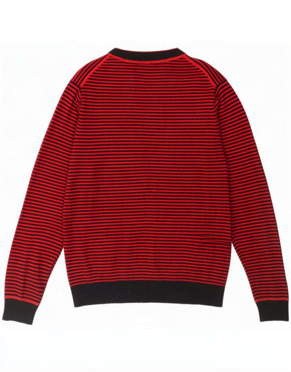 Maglione maglione girocollo da uomo Tommy Hilfiger rosso medio gessato in lana d'agnello