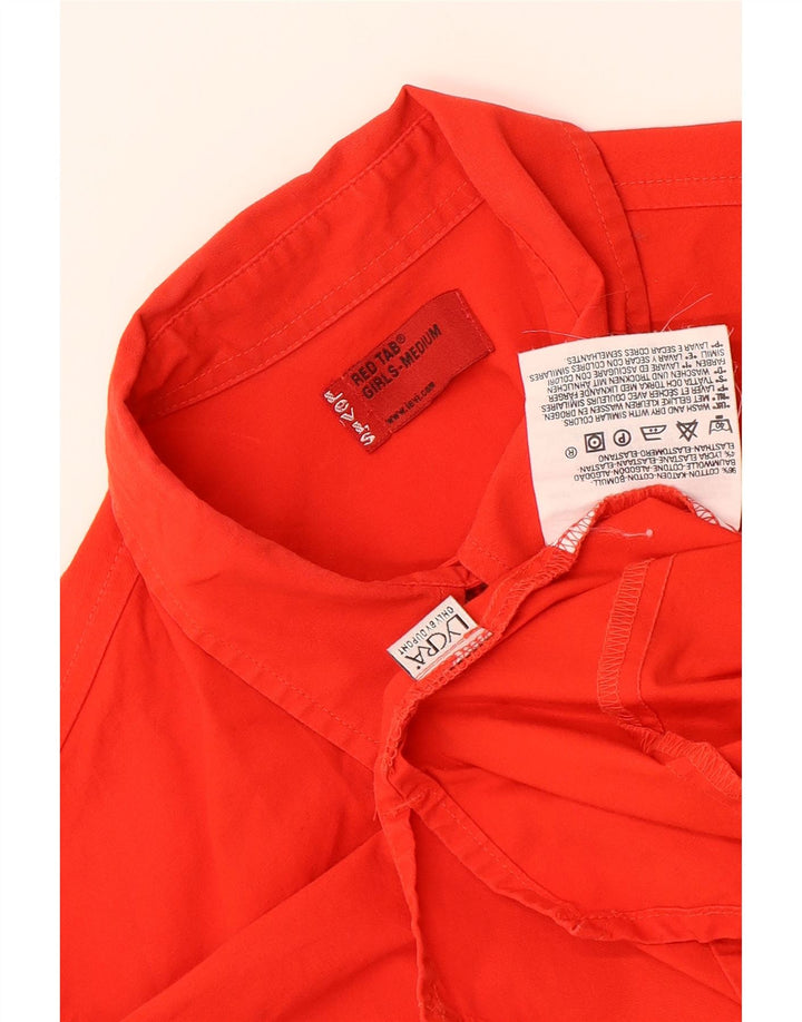 LEVI'S Girls Short Sleeve Shirt 13-14 Years Medium Red Cotton