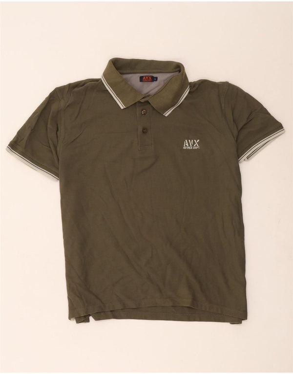 Polo da uomo Avirex grande in cotone a righe kaki