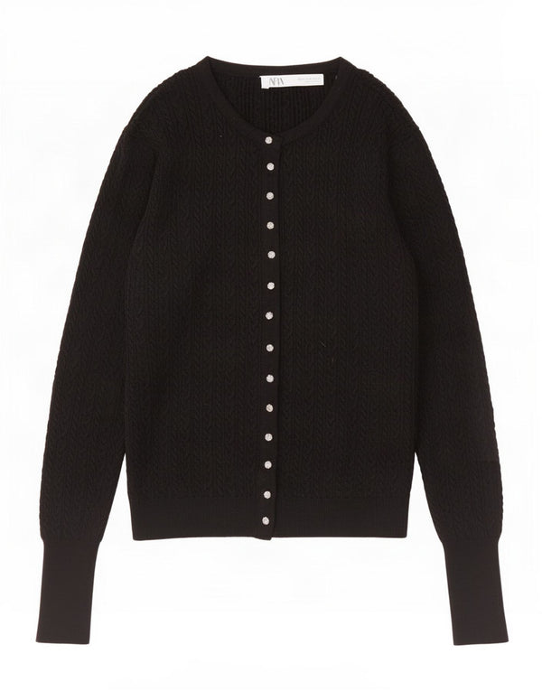 Maglione cardigan da donna Zara UK 12 viscosa nera media