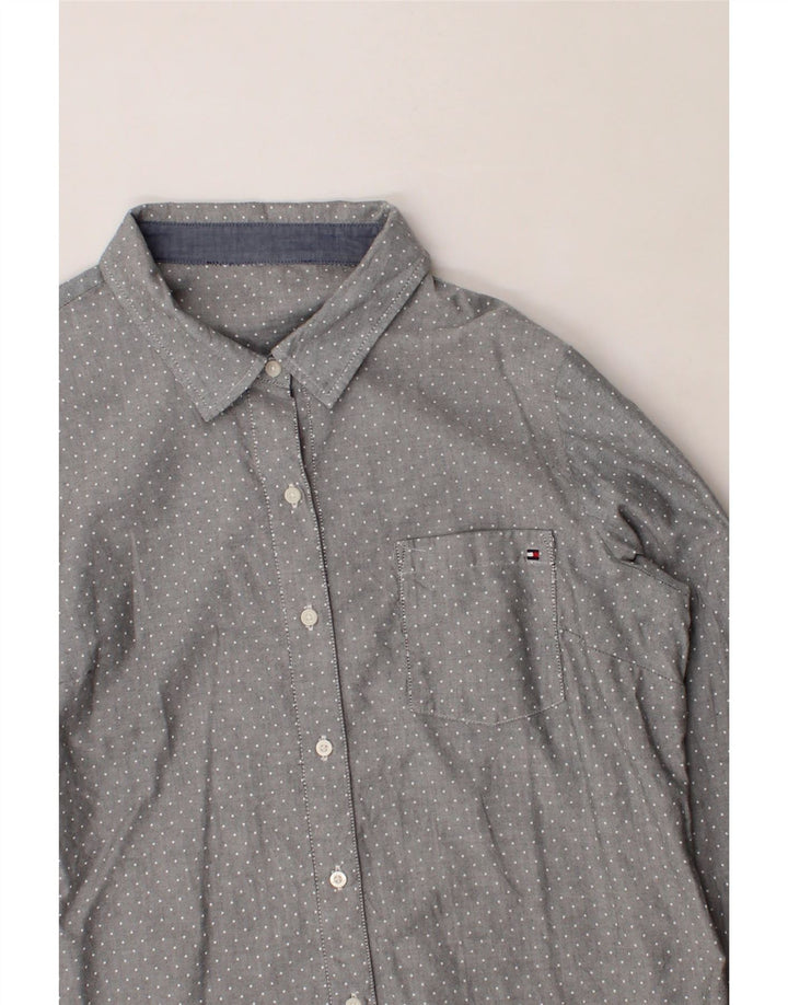 TOMMY HILFIGER Womens Shirt UK 14 Medium Grey Spotted Vintage Tommy Hilfiger and Second-Hand Tommy Hilfiger from Messina Hembry 