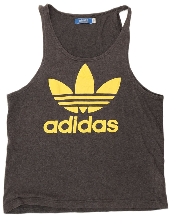 Canotta grafica da donna Adidas UK 16 grande cotone grigio