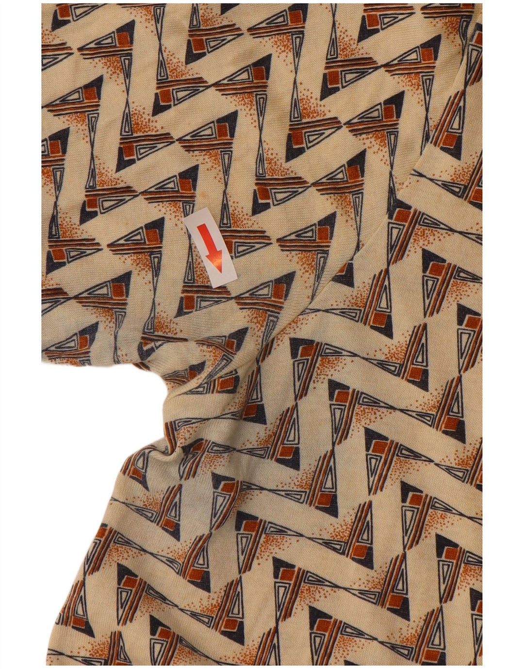 Polo vintage da uomo in cotone geometrico beige medio