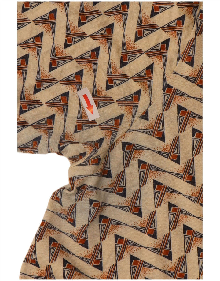 Polo vintage da uomo in cotone geometrico beige medio