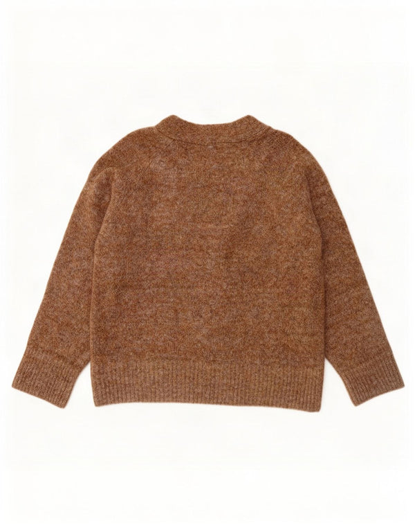 Maglione cardigan oversize da donna Zara UK 10 piccolo poliestere marrone