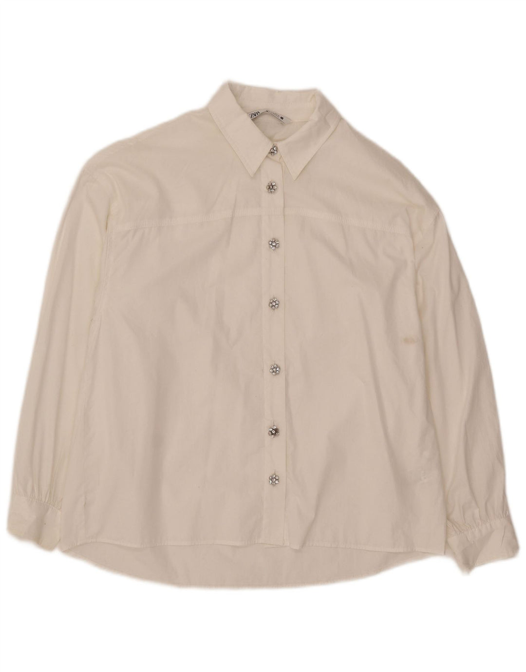 Camicia oversize da donna Zara UK 10 piccola in cotone bianco