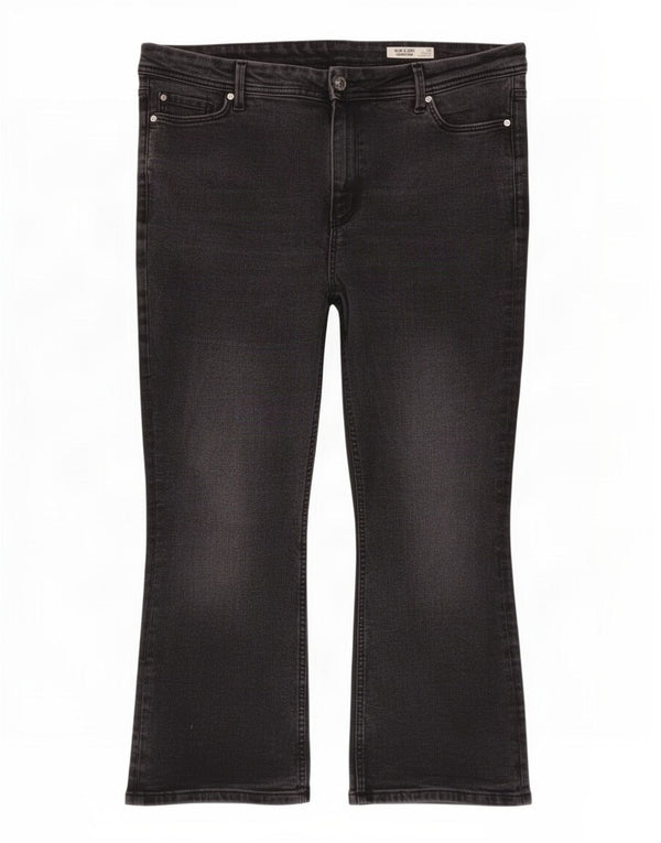 Jeans cropped slim svasati da donna Marks & Spencer UK 18 XL W36 L24 Nero