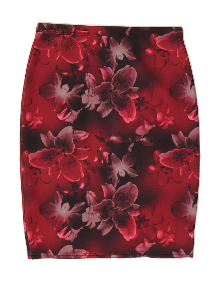 QUIZ Womens Pencil Skirt UK 14 Medium W30  Red Floral Polyester Vintage Quiz and Second-Hand Quiz from Messina Hembry 