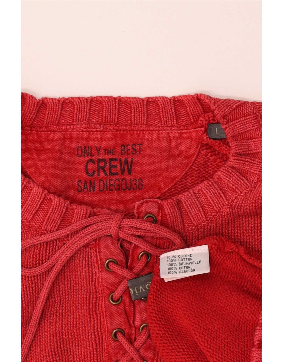 Maglione girocollo da uomo girocollo in cotone rosso grande
