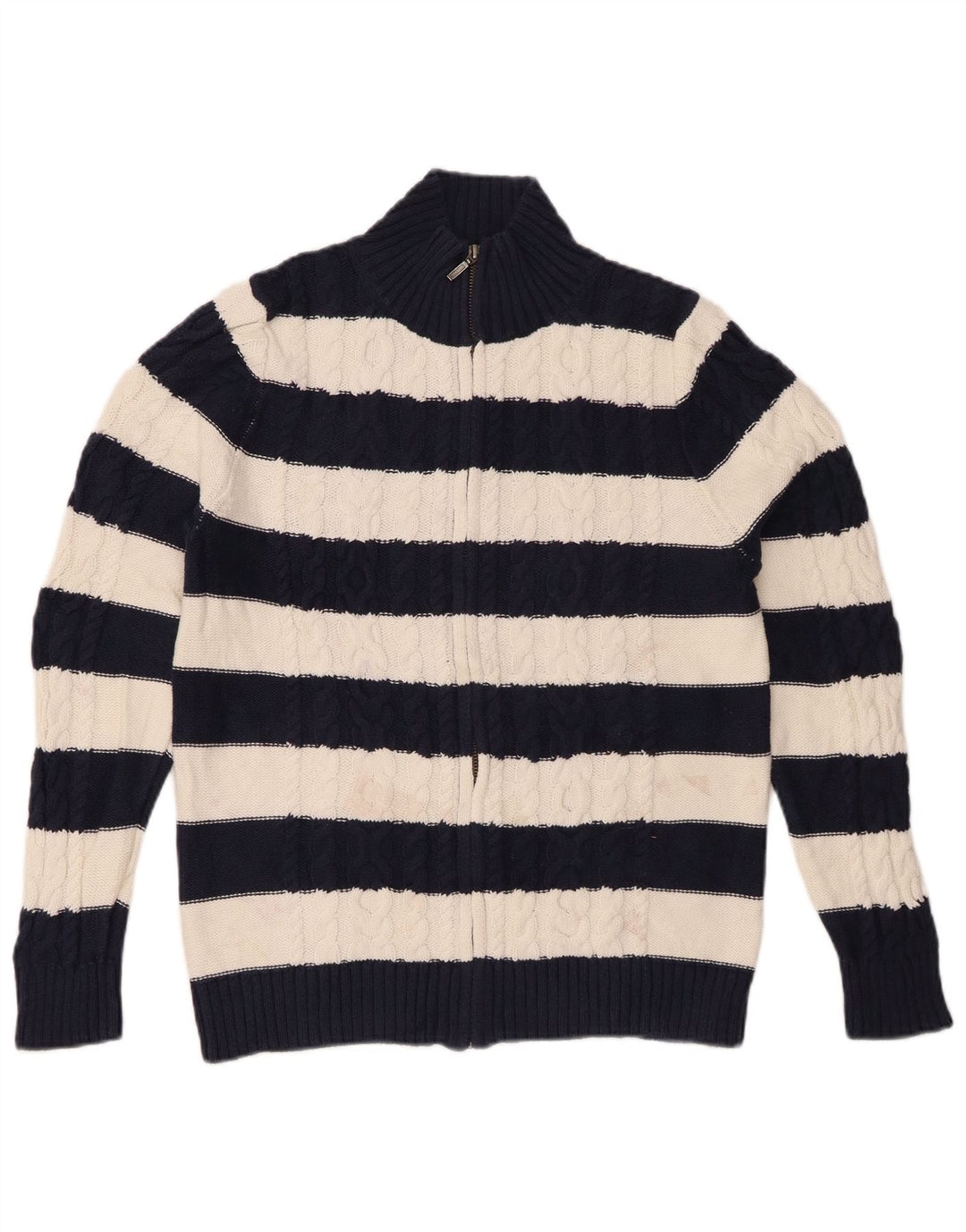 Maglione cardigan da donna L.L.BEAN UK 14 Cotone a righe blu navy medio