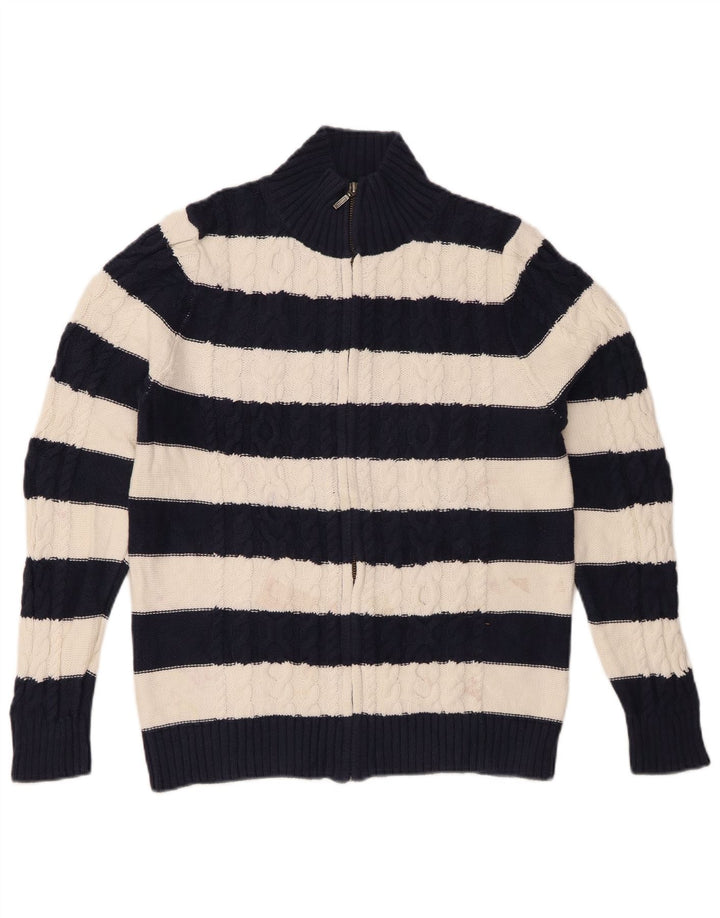 Maglione cardigan da donna L.L.BEAN UK 14 Cotone a righe blu navy medio