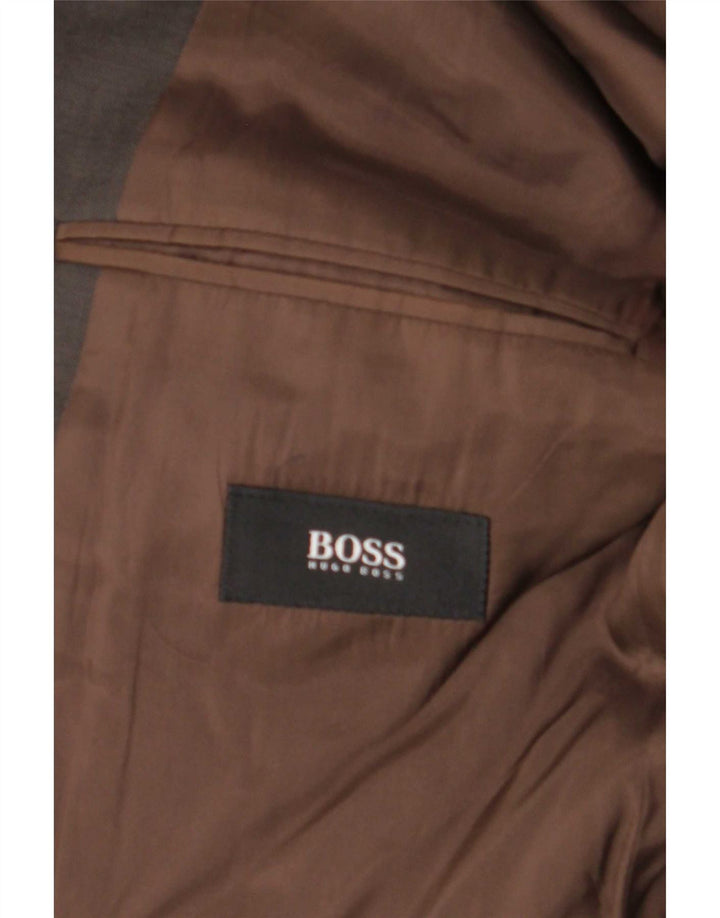 Giacca blazer da uomo a 3 bottoni Hugo Boss EU 51 grande lana vergine marrone