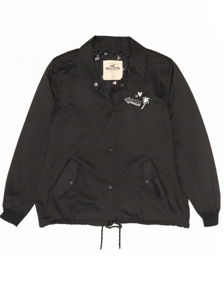 Giubbotto bomber da donna Hollister UK 16 grande poliestere nero