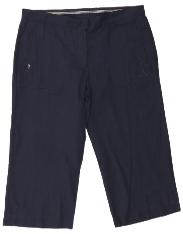 Pantaloni Capri dritti da donna Adidas UK 16 Large W36 L21 Blu Navy Cotone