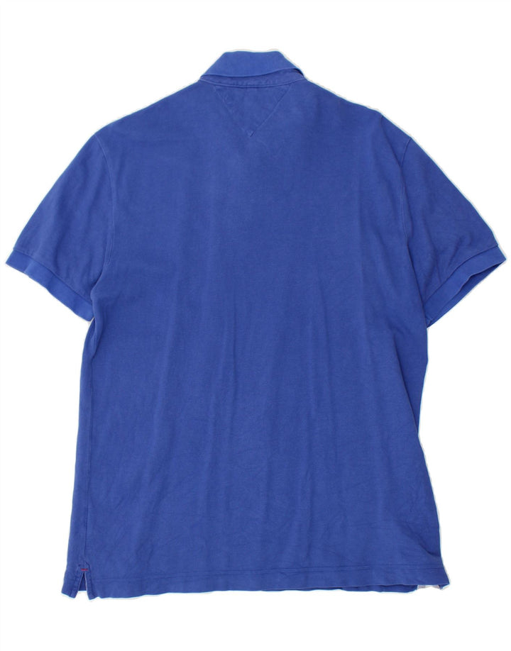 TOMMY HILFIGER Mens Custom Fit Polo Shirt Large Blue Cotton Vintage Tommy Hilfiger and Second-Hand Tommy Hilfiger from Messina Hembry 