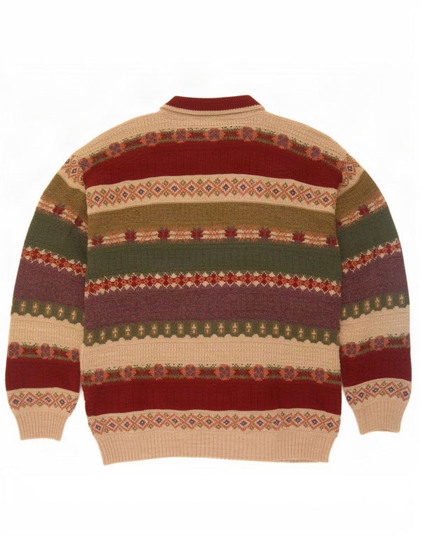 Maglione girocollo da uomo vintage IT 50 Fair Isle medio multicolore