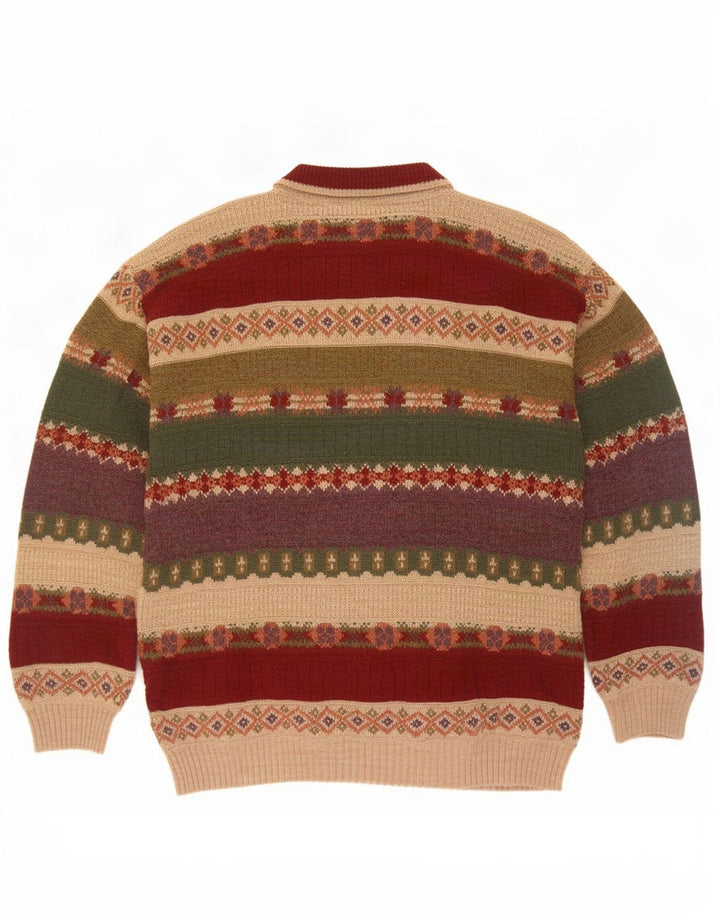 Maglione girocollo da uomo vintage IT 50 Fair Isle medio multicolore