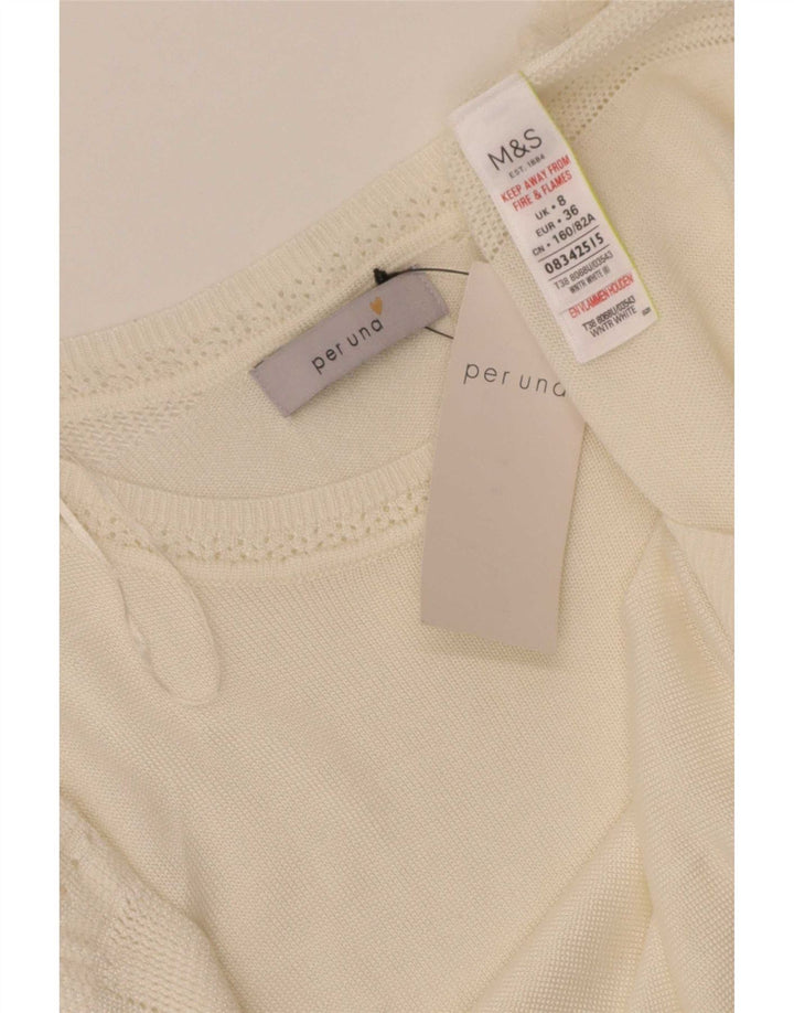 Maglione maglione con scollo a barca da donna Marks & Spencer UK 8 piccolo bianco sporco