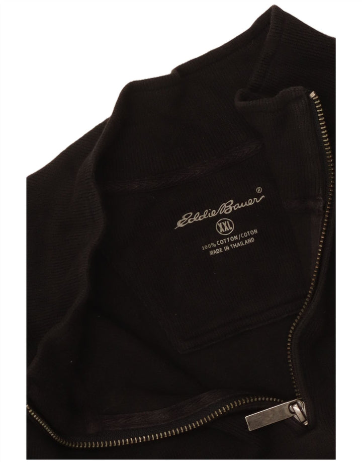 EDDIE BAUER Felpa con collo con zip da uomo Maglione XL Cotone nero