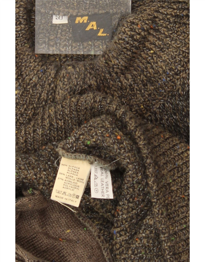 Maglione cardigan da uomo ampio VINTAGE IT 50 medio kaki screziato