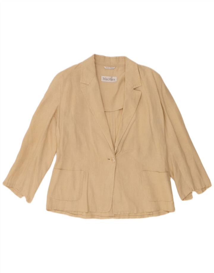 Giacca blazer a 1 bottone da donna Max Mara UK 16 grande beige