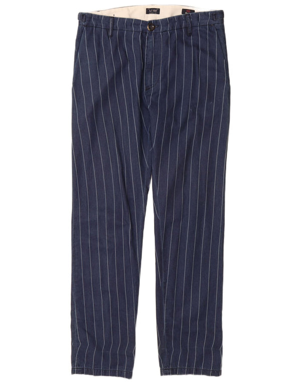 Pantaloni Chino da Uomo Armani IT 48 Medio W34 L32 Gessato Blu Navy
